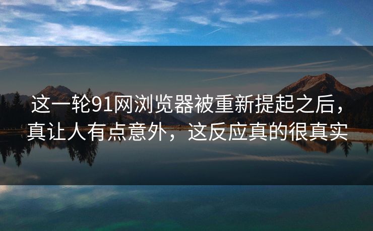 这一轮91网浏览器被重新提起之后，真让人有点意外，这反应真的很真实